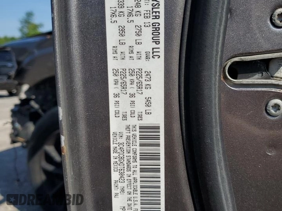 2013 Dodge Journey SXT with VIN 3C4PDCBGXDT630423, listed as a Copart auction lot 62359685 with 151,653 mi miles and Salvage title. Bid and sale history available at DreamBid. Image 14.