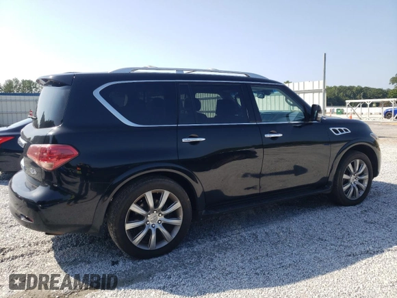 2011 Infiniti QX56 8-passenger with VIN JN8AZ2NC3B9301292, listed as a Copart auction lot 64829454 with 175,001 mi miles and Salvage Title. Bid and sale history available at carsss.com. Image 3.