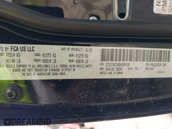 2016 Chrysler 300 with VIN 2C3CCAEG9GH282438, listed as a IAAI auction lot 42025184 with 203,159 mi miles. Bid and sale history available at carsss.com. Image 9.