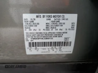 2020 Ford Explorer Limited with VIN 1FMSK8FH4LGB68133, listed as a Copart auction lot 78053484 with 78,251 mi miles and Clean Title. Bid and sale history available at carsss.com. Image 13.