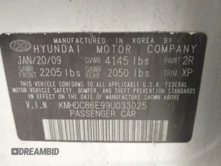 2009 Hyundai Elantra Touring z VIN KMHDC86E99U033025, wystawiony jako IAAI lot #42301392 z przebiegiem 154 455 mil mil oraz . Historia ofert i sprzedaży dostępna na DreamBid. Obrazek 9.