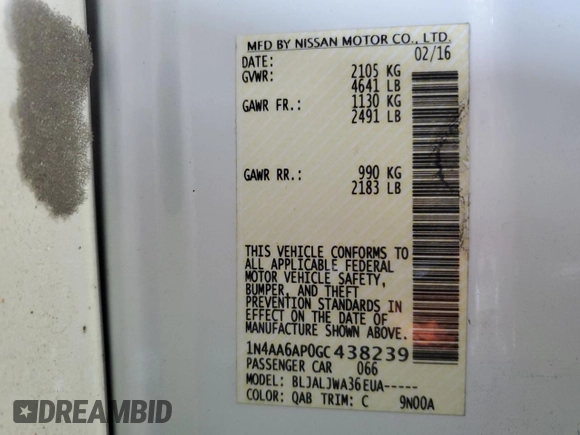 2016 Nissan Maxima SR z VIN 1N4AA6AP0GC438239, wystawiony jako Copart lot #55441945 z przebiegiem 68 614 mil mil oraz Szkoda całkowita • Salvage title. Historia ofert i sprzedaży dostępna na DreamBid. Obrazek 12.
