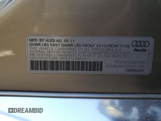 2012 Audi A8 with VIN WAURVAFDXCN001749, listed as a Copart auction lot 44379515 with 169,860 mi miles and Salvage Title. Bid and sale history available at DreamBid. Image 13.