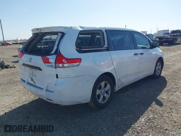 2013 Toyota Sienna L with VIN 5TDZK3DC2DS399410, listed as a IAAI auction lot 41741232 with 158,280 mi miles. Bid and sale history available at carsss.com. Image 4.