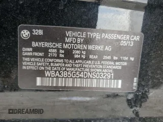 2013 BMW 3 Series 328i xDrive with VIN WBA3B5G54DNS03291, listed as a Copart auction lot 46707075 with 111,871 mi miles and Salvage Title. Bid and sale history available at carsss.com. Image 13.