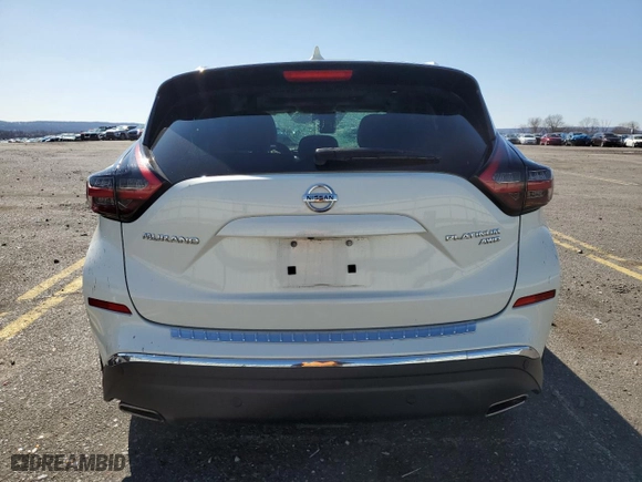 2020 Nissan Murano Platinum with VIN 5N1AZ2DS2LN168095, listed as a Copart auction lot 51231015 with 64,396 mi miles and Salvage Title. Bid and sale history available at carsss.com. Image 6.