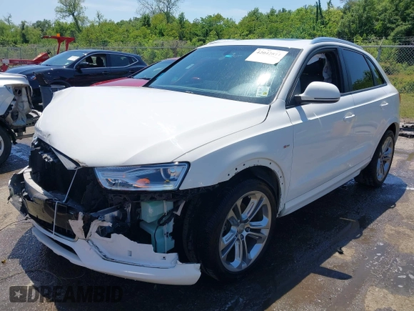 2018 Audi Q3 Premium with VIN WA1BCCFS4JR000455, listed as a IAAI auction lot 42042811 with 57,354 mi miles. Bid and sale history available at carsss.com. Image 2.
