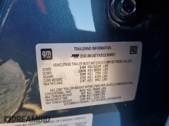 2025 Chevrolet Silverado 3500HD LTZ with VIN 2GC4KUEYXS1130957, listed as a Copart auction lot 83394774 with 453 mi miles and Salvage Title. Bid and sale history available at DreamBid. Image 14.