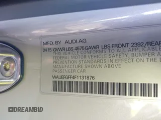 2015 Audi A3 Premium Plus with VIN WAUEFGFF4F1131876, listed as a IAAI auction lot 41369564 with 40,341 mi miles and . Bid and sale history available at DreamBid. Image 9.