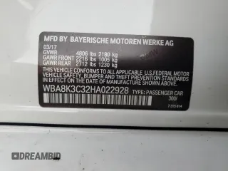 2017 BMW 3 Series 330i xDrive with VIN WBA8K3C32HA022928, listed as a Copart auction lot 84476524 with 50,086 mi miles and Salvage Title. Bid and sale history available at carsss.com. Image 12.