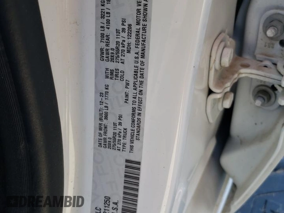 2024 Ram 1500 Big Horn with VIN 1C6SRFFTXRN211250, listed as a Copart auction lot 49993935 with 18,528 mi miles and Salvage title. Bid and sale history available at DreamBid. Image 14.