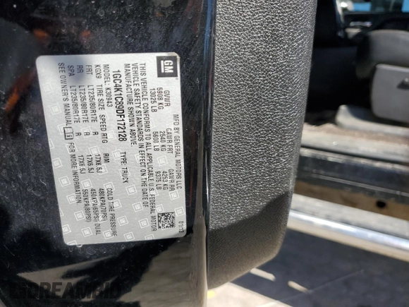 2013 Chevrolet Silverado 3500HD LTZ with VIN 1GC4K1C89DF172128, listed as a Copart auction lot 74984854 with 176,036 mi miles and Salvage Title. Bid and sale history available at carsss.com. Image 12.