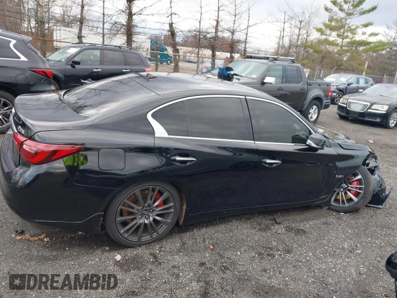 2018 Infiniti Q50 Red Sport 400 with VIN JN1FV7AR4JM481806, listed as a IAAI auction lot 40968949 with 80,924 mi miles and . Bid and sale history available at DreamBid. Image 13.