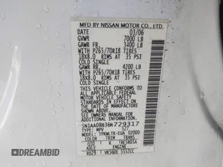 2006 Nissan Armada LE z VIN 5N1AA08B36N729317, wystawiony jako IAAI lot #41228460 z przebiegiem 211 711 mil mil oraz . Historia ofert i sprzedaży dostępna na DreamBid. Obrazek 9.