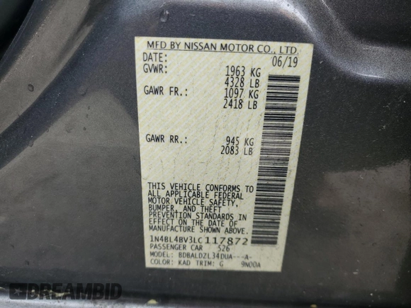 2020 Nissan Altima 2.5 S with VIN 1N4BL4BV3LC117872, listed as a Copart auction lot 50744965 with 149,082 mi miles and Clean Title. Bid and sale history available at carsss.com. Image 12.