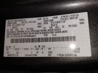 2016 Ford F-150 XLT with VIN 1FTFW1EG1GFB69441, listed as a IAAI auction lot 41414176 with 1 mi miles. Bid and sale history available at carsss.com. Image 9.