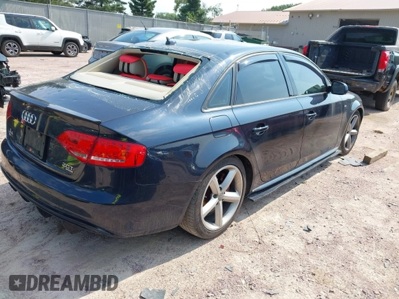 2012 Audi A4 Premium Plus with VIN WAUFFAFL8CN013177, listed as a IAAI auction lot 42640799 with 135,193 mi miles and . Bid and sale history available at DreamBid. Image 4.