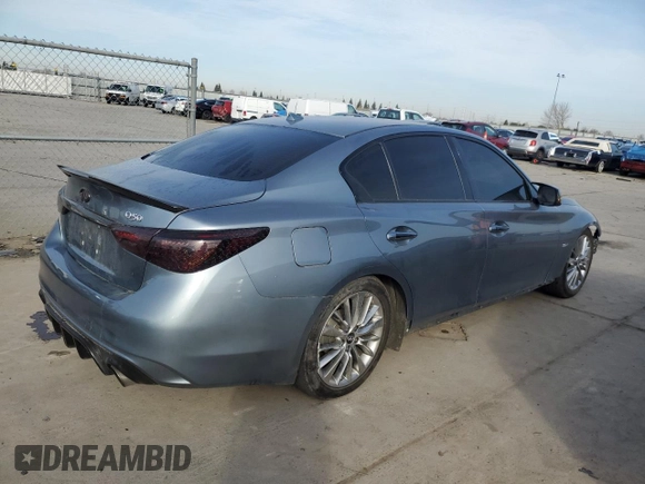 2018 Infiniti Q50 Luxe with VIN JN1EV7AP7JM356700, listed as a Copart auction lot 45892775 with 90,449 mi miles and Salvage Title. Bid and sale history available at carsss.com. Image 3.