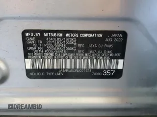 2022 Mitsubishi Outlander ES with VIN JA4ARUAU3NU021423, listed as a Copart auction lot 51933915 with 57,498 mi miles and Salvage title. Bid and sale history available at DreamBid. Image 13.