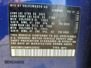 2021 Volkswagen ID.4 Pro S z VIN WVGTMPE25MP028583, wystawiony jako Copart lot #54329775 z przebiegiem Nie podano mil oraz Szkoda całkowita • Salvage title. Historia ofert i sprzedaży dostępna na DreamBid. Obrazek 13.