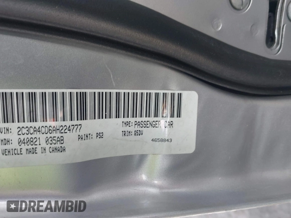 2010 Chrysler 300 Touring with VIN 2C3CA4CD6AH224777, listed as a IAAI auction lot 41911427 with 115,756 mi miles and . Bid and sale history available at DreamBid. Image 9.