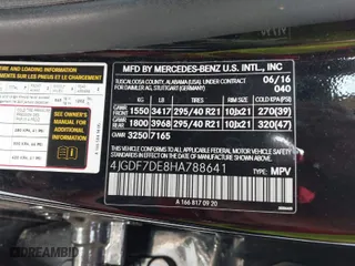 2017 Mercedes-Benz GLS with VIN 4JGDF7DE8HA788641, listed as a IAAI auction lot 41664587 with 156,707 mi miles. Bid and sale history available at carsss.com. Image 9.
