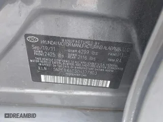 2012 Hyundai Sonata GLS with VIN 5NPEB4AC3CH377803, listed as a IAAI auction lot 42087284 with 170,992 mi miles. Bid and sale history available at carsss.com. Image 9.