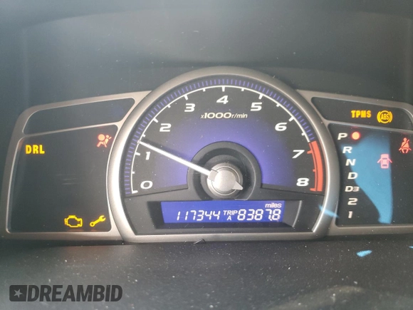 2008 Honda Civic LX with VIN JHMFA16568S001202, listed as a Copart auction lot 54562225 with 117,344 mi miles and Salvage Title. Bid and sale history available at DreamBid. Image 9.