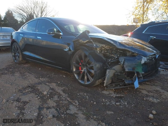 2019 Tesla Model S 100D with VIN 5YJSA1E45KF344368, listed as a IAAI auction lot 41030613 with 43,209 mi miles. Bid and sale history available at carsss.com. Image 1.
