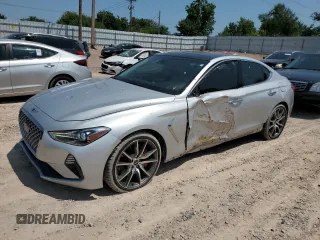 2019 Genesis G70 3.3T Advanced with VIN KMTG74LE1KU013927, listed as a Copart auction lot 63079074 with 49,580 mi miles and Salvage Title. Bid and sale history available at carsss.com. Image 1.