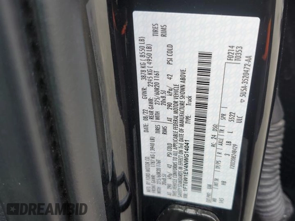 2022 Ford F-150 Lightning Pro z VIN 1FT6W1EV4NWG14041, wystawiony jako Copart lot #85252844 z przebiegiem 31 093 mil mil oraz Szkoda całkowita • Salvage title. Historia ofert i sprzedaży dostępna na DreamBid. Obrazek 12.