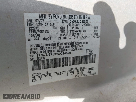 2002 Ford Explorer Sport Trac Value с VIN 1FMZU67E32UC24662, выставлен на аукционе IAAI как лот 41986274 с пробегом 135 613 миль миль и . История ставок и продаж доступна на DreamBid. Изображение 9.