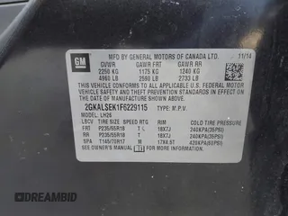 2015 GMC Terrain SLT with VIN 2GKALSEK1F6229115, listed as a IAAI auction lot 41874642 with 174,949 mi miles. Bid and sale history available at carsss.com. Image 9.
