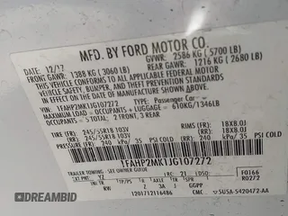 2018 Ford Police Interceptor с VIN 1FAHP2MK1JG107272, выставлен на аукционе IAAI как лот 41908229 с пробегом 100 969 миль миль и . История ставок и продаж доступна на DreamBid. Изображение 9.