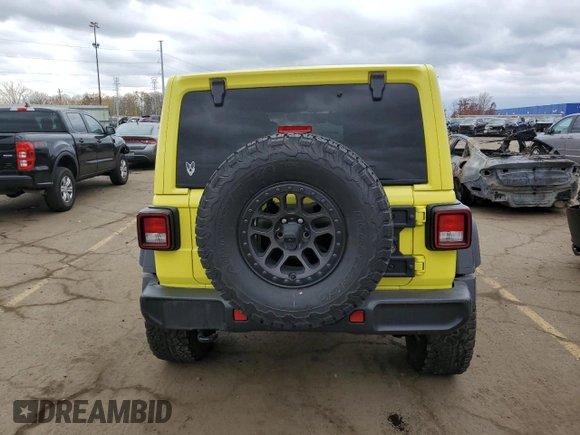 2022 Jeep Wrangler Unlimited High Tide with VIN 1C4HJXDG0NW204141, listed as a Copart auction lot 77570924 with 58,114 mi miles and Salvage Title. Bid and sale history available at DreamBid. Image 6.