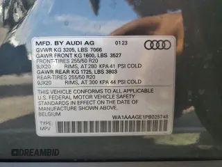 2023 Audi e-tron Premium with VIN WA1AAAGE1PB025748, listed as a Copart auction lot 70300304 with 3,798 mi miles and Salvage Title. Bid and sale history available at carsss.com. Image 14.