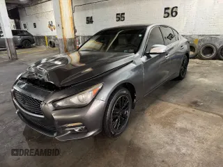 2015 Infiniti Q50 with VIN JN1BV7AR7FM412100, listed as a Copart auction lot 54574705 with 111,230 mi miles and Salvage Title. Bid and sale history available at carsss.com. Image 2.
