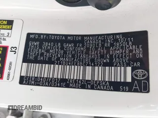 2011 Toyota Corolla L with VIN 2T1BU4EE8BC714122, listed as a IAAI auction lot 42073121 with 221,176 mi miles. Bid and sale history available at carsss.com. Image 9.
