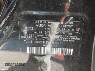 2022 Hyundai Accent Limited with VIN 3KPC34A67NE157277, listed as a IAAI auction lot 41810858 with 39,903 mi miles. Bid and sale history available at carsss.com. Image 9.