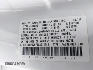 2016 Acura TLX Advance with VIN 19UUB2F79GA010706, listed as a IAAI auction lot 41561543 with 158,869 mi miles and . Bid and sale history available at DreamBid. Image 9.