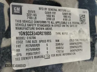 2013 Chevrolet Tahoe LTZ с VIN 1GNSCCE04DR278855, выставлен на аукционе Copart как лот 55980615 с пробегом 144 657 миль миль и Списание • Salvage title. История ставок и продаж доступна на DreamBid. Изображение 14.