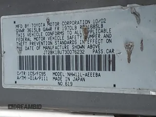 2003 Toyota Prius with VIN JT2BK18U730076232, listed as a IAAI auction lot 40989235 with 1 mi miles. Bid and sale history available at carsss.com. Image 9.