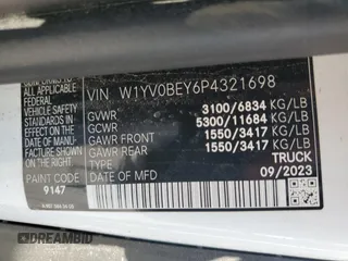 2023 Mercedes-Benz Metris Cargo with VIN W1YV0BEY6P4321698, listed as a Copart auction lot 65737114 with 14,019 mi miles and Salvage title. Bid and sale history available at DreamBid. Image 14.