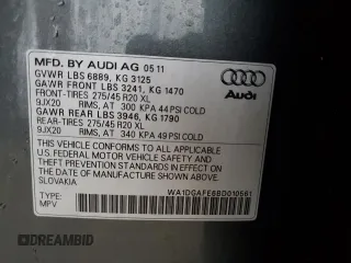 2011 Audi Q7 S line with VIN WA1DGAFE6BD010561, listed as a Copart auction lot 84087724 with 94,192 mi miles and Salvage title. Bid and sale history available at DreamBid. Image 13.
