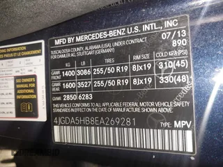 2014 Mercedes-Benz M 350 z VIN 4JGDA5HB8EA269281, wystawiony jako IAAI lot #41330987 z przebiegiem 34 907 mil mil oraz . Historia ofert i sprzedaży dostępna na DreamBid. Obrazek 9.