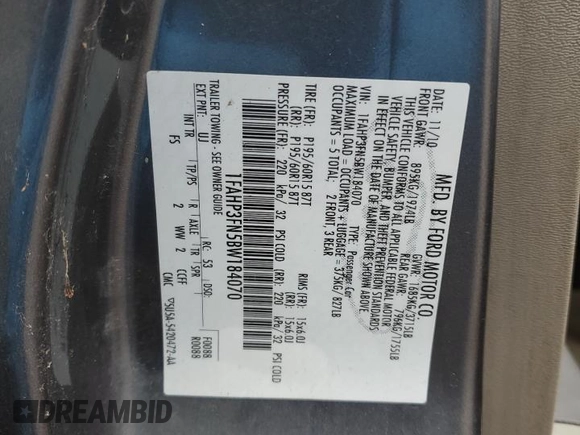 2011 Ford Focus SE with VIN 1FAHP3FN5BW184070, listed as a Copart auction lot 43336645 with 200,064 mi miles and Salvage Title. Bid and sale history available at carsss.com. Image 14.