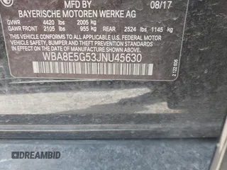 2018 BMW 3 Series 320i xDrive with VIN WBA8E5G53JNU45630, listed as a IAAI auction lot 41561495 with 110,058 mi miles. Bid and sale history available at carsss.com. Image 9.