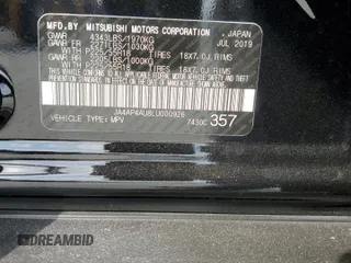 2020 Mitsubishi Outlander Sport SE 2.0 with VIN JA4AP4AU8LU000926, listed as a Copart auction lot 50296805 with 81,023 mi miles and Non Repairable. Bid and sale history available at carsss.com. Image 14.