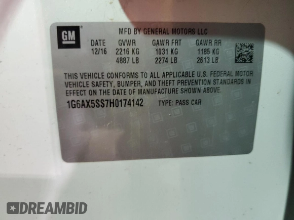 2017 Cadillac CTS Luxury AWD with VIN 1G6AX5SS7H0174142, listed as a Copart auction lot 47094795 with Not Provided miles and Salvage Title. Bid and sale history available at DreamBid. Image 13.