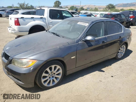 2007 BMW 3 Series 335i with VIN WBAVB73597P100774, listed as a Copart auction lot 56534604 with 157,586 mi miles and Salvage Title. Bid and sale history available at carsss.com. Image 1.